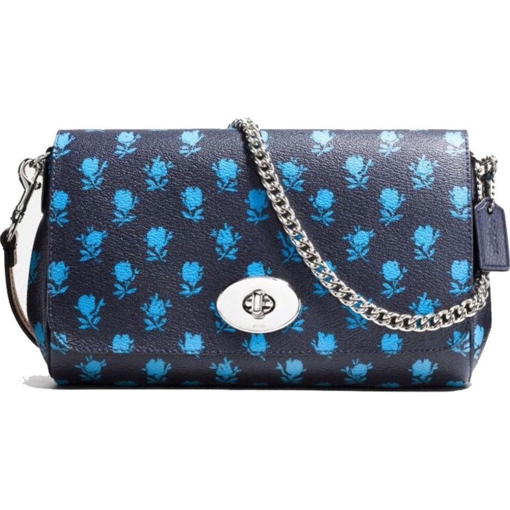 Coach Mini Ruby Crossbody Bag Badlands Floral Midnight Navy Blue Clutch Wristlet